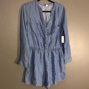 Denim Long Sleeved Romper.